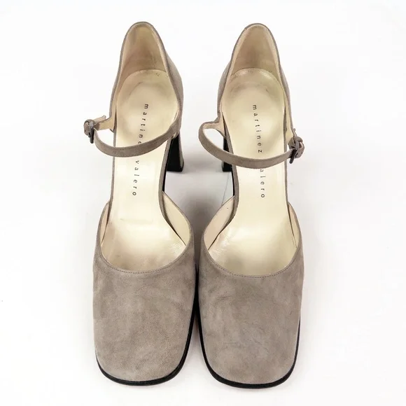 Vintage Martinez Valero Suede Mary Jane Block Heels Pumps - Picture 3 of 8